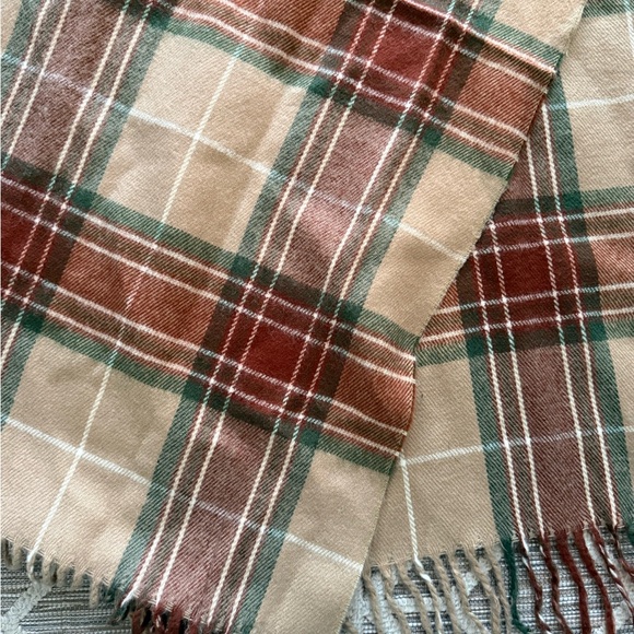 Neutral Plaid Fringe Scarf - 25”x68” - Picture 8 of 8